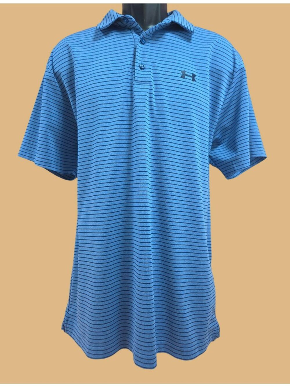 Under Armour Mens HeatGear Blue Striped Polo XL